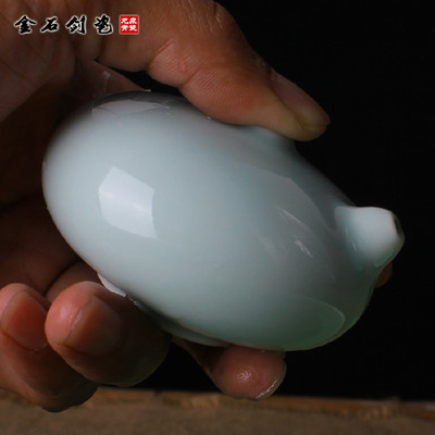 龍泉青瓷弟窯粉青純手工陶瓷水盂水滴硯滴新文房四寶筆墨紙硯書(shū)法